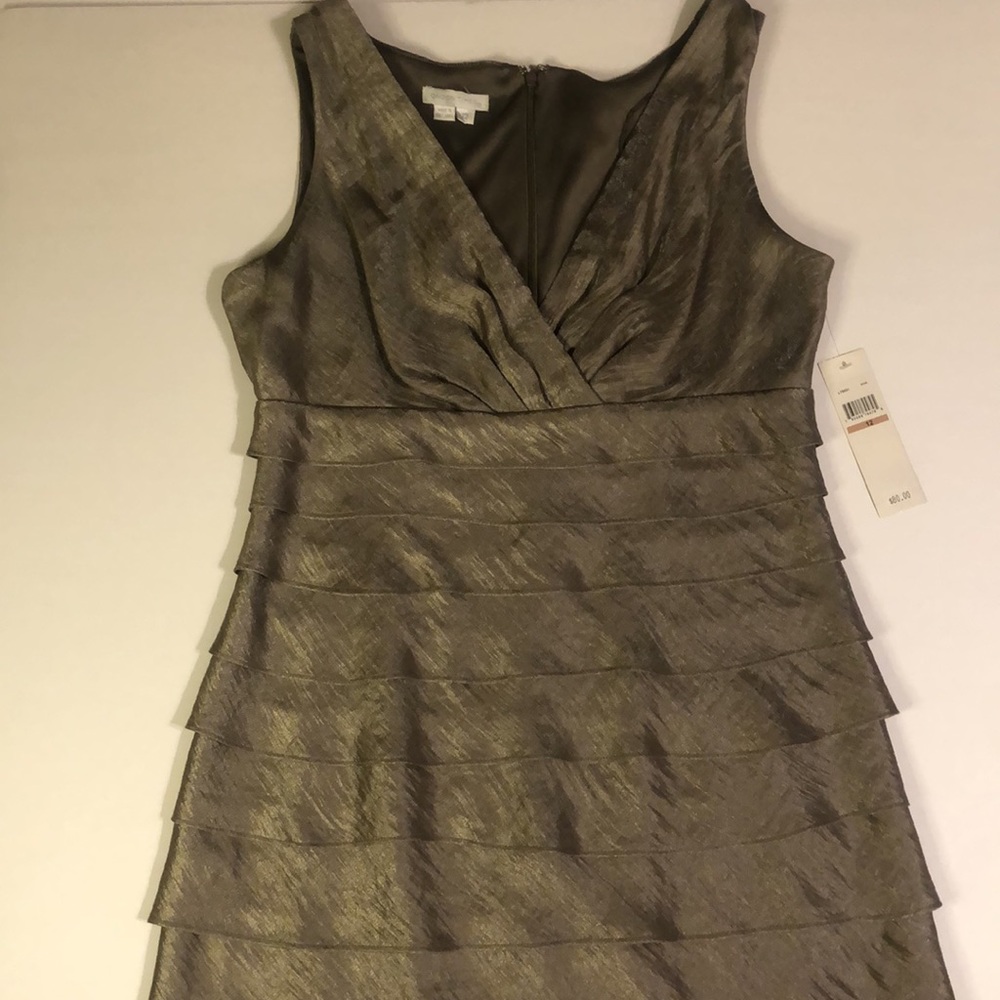 London Times Layered Sleeveless Dress Size 12 Gray NWT